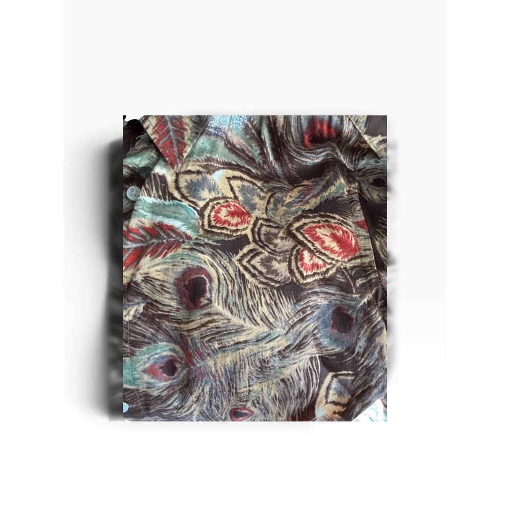 Vintage Lauren Ralph Lauren Women's M Peacock Feather Print Button Down Shirt - Picture 12 of 12